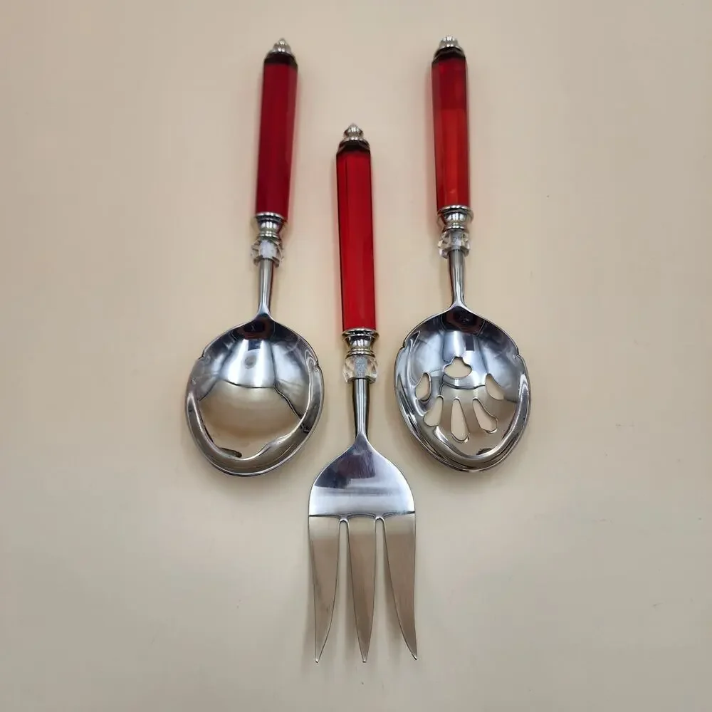 Lenox Holiday Jewel 3-Piece Serving Set Spoon Pierced Spoon Cold Meat Fork Boxed